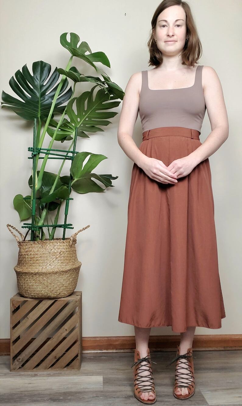Vintage 90s Y2K Satin Midi Skirt Brown 2XL